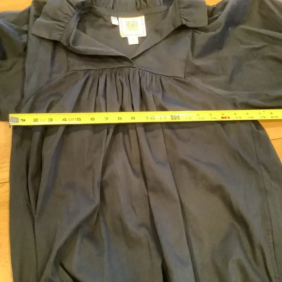 Emily McCarthy Dress Stella Med Black V-Neck 3/4 Sleeves Cotton Ruffle Collar - Picture 3 of 6